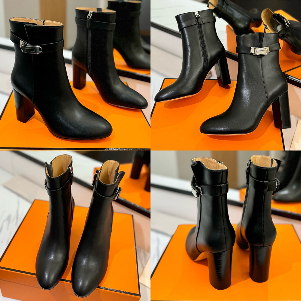 Saint Germain Ankle Boot Womens Designer Boots H182102Z Black Buckle Calfskin Ankle Boot Chic And Casual Style Autumn Winter Boots Leather Sole Size
