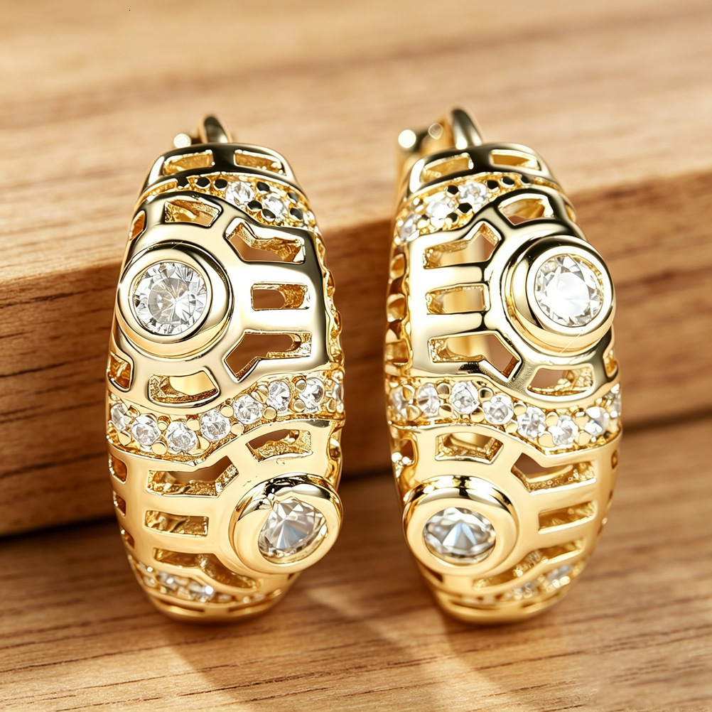 2026 Yanbo Temu Hot-Selling Cross-Border Jewelry Exquisite Round Zircon cologne perfume Hollow Earrings Light Luxury High-End Fashion For Wo