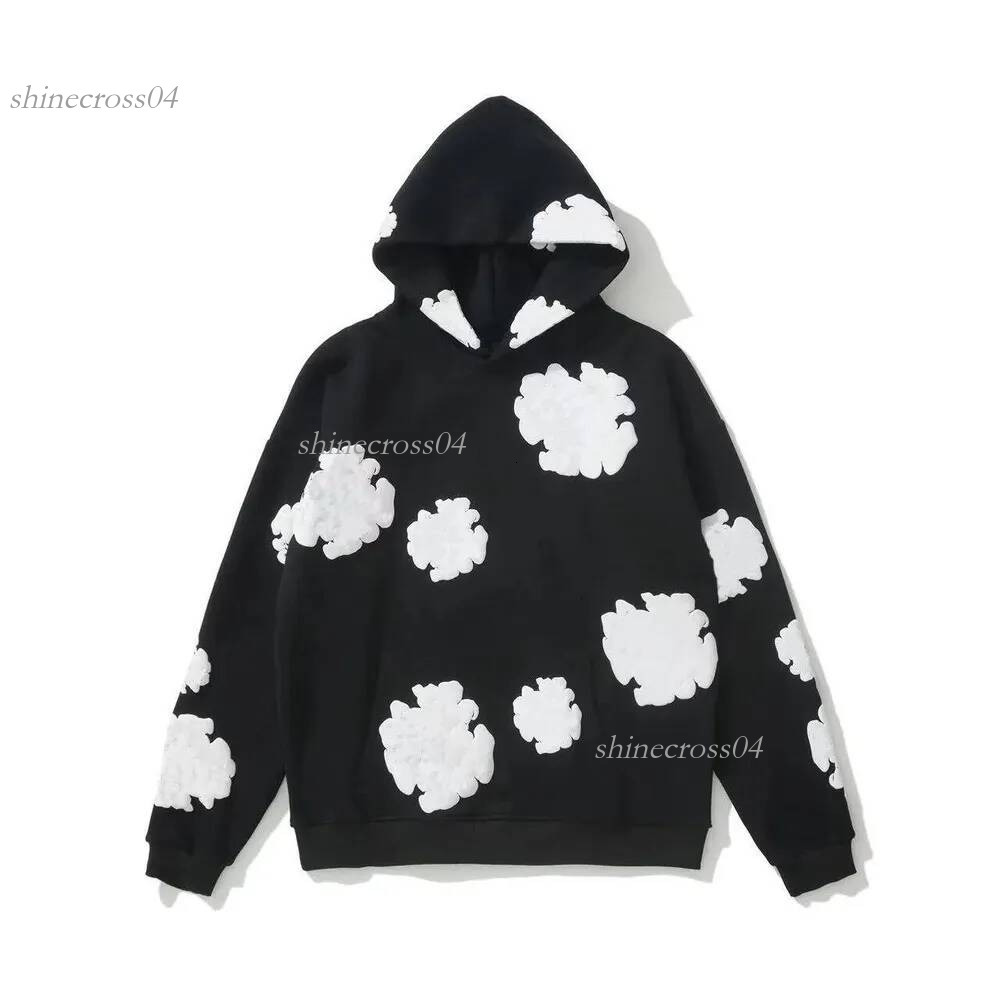 Denim Hoodies Kapok Printed Wreath Sweatshirt Pattern Vintage Sweatshirt Sweatpants High Quality Streetwear Casual Unisex Hot SaleHooded 4f5
