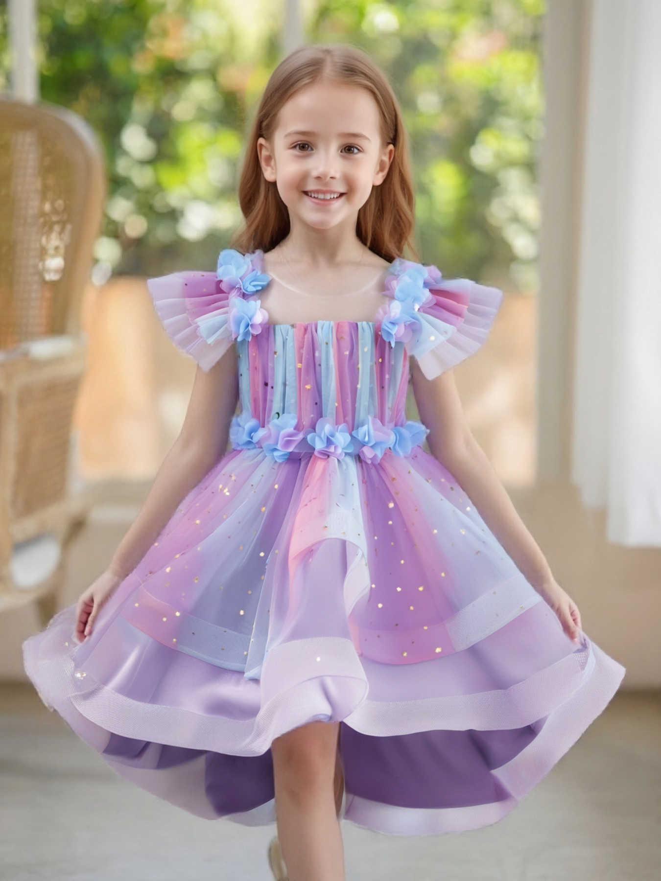 Sequin Elegant Party Baby Girl Dress Toddler 3-10Y Birthday Tailing Princess Prom Gown Wedding Bridesmaid Kid Evening Dresses S261016J1N7