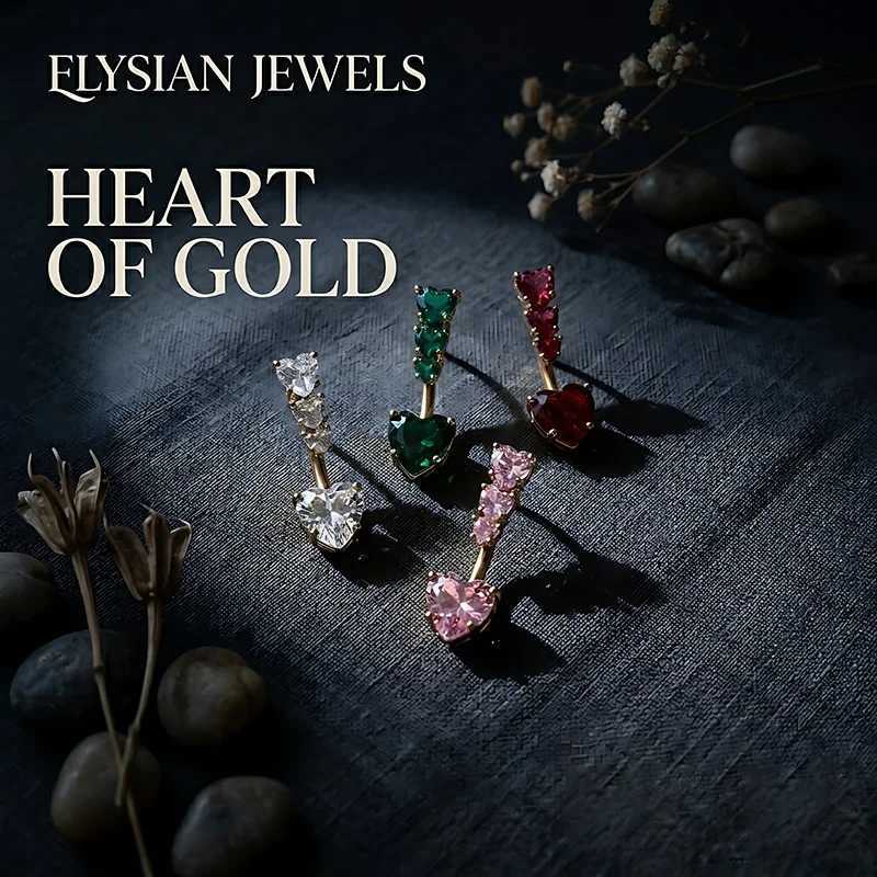 316L Stainless Steel Belly Button Ring 14G Red Heart Navel Ring CZ Crystal Belly Piercing Barbell Jewelry Unisex Q261016