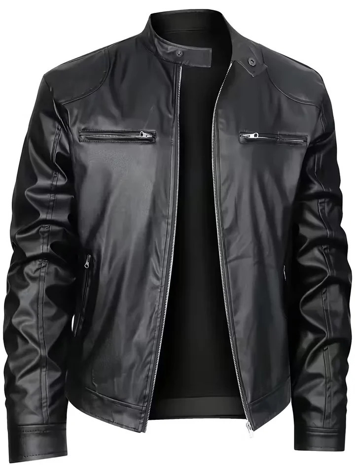 2023 Fashionable Men's Windproof StandCollar Pu Jacket Suitable for Spring and Autumn Outdoor Casual Motorcycle Wear 260928