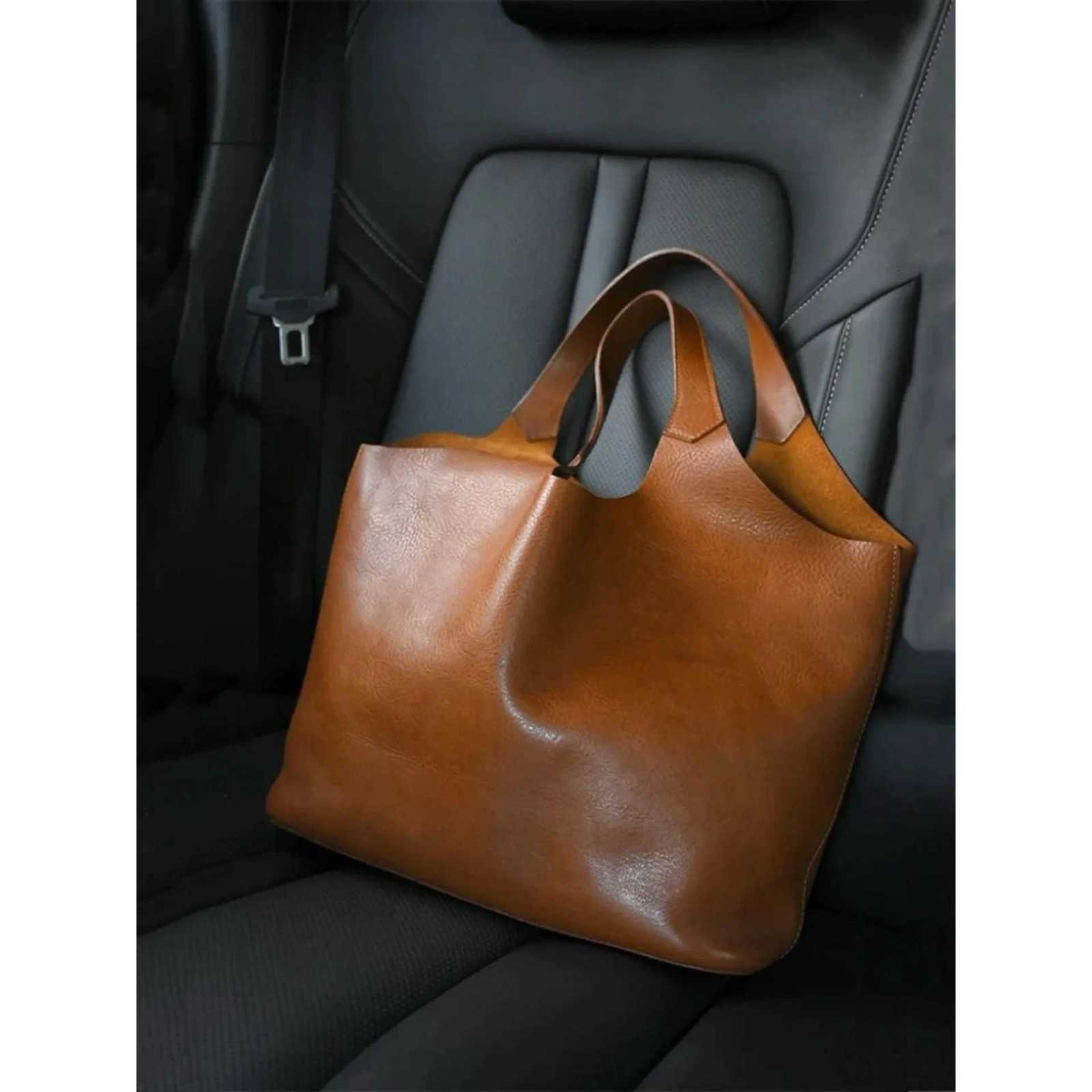 Shoulder Bags Brown Soft Leather Large Capacity Tote Bag Women's 2026 New Luxury Matte High-End Feeling Lady Handbag And Purse Bolsa Feminina X