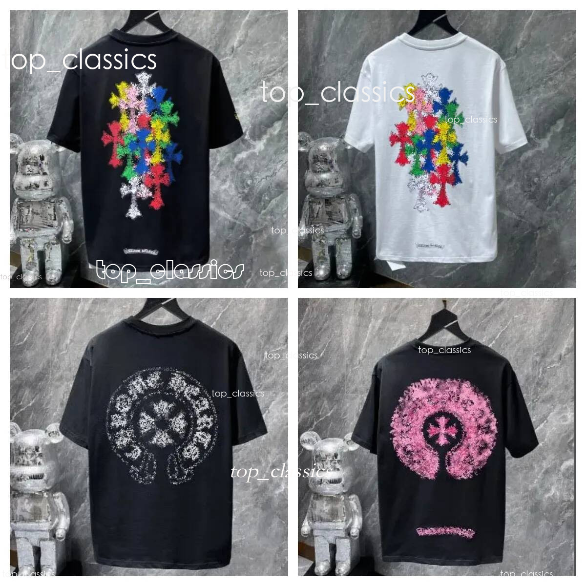 Chrome Tshirt Couple Graphic Tee Shirt Chrome Shirt Embroidered Letters Cotton Designer T Shirt Tops Shirts Tees Chrome T Shirts Mens Breathable Com
