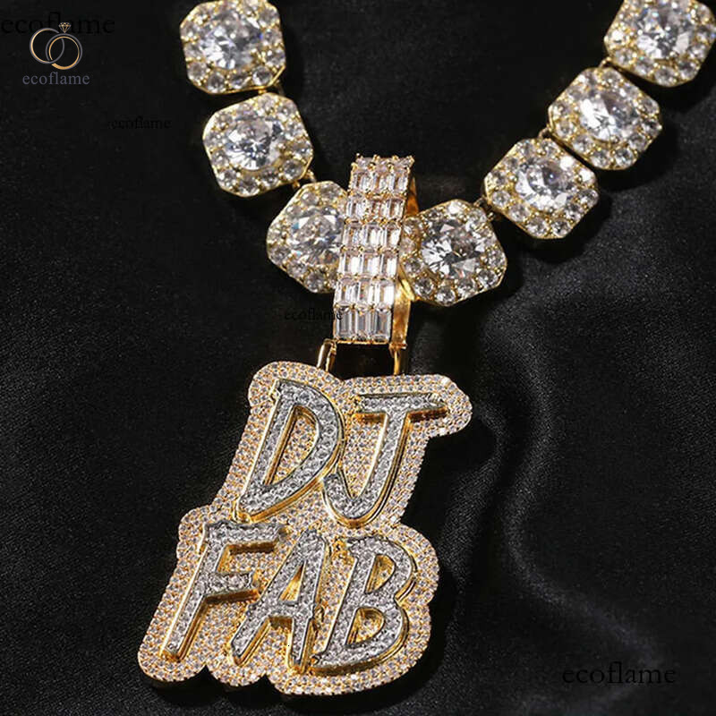 Hip Hop Custom A-Z Letters Name Pendant Necklaces TopBling 5A Zircons Jewelry