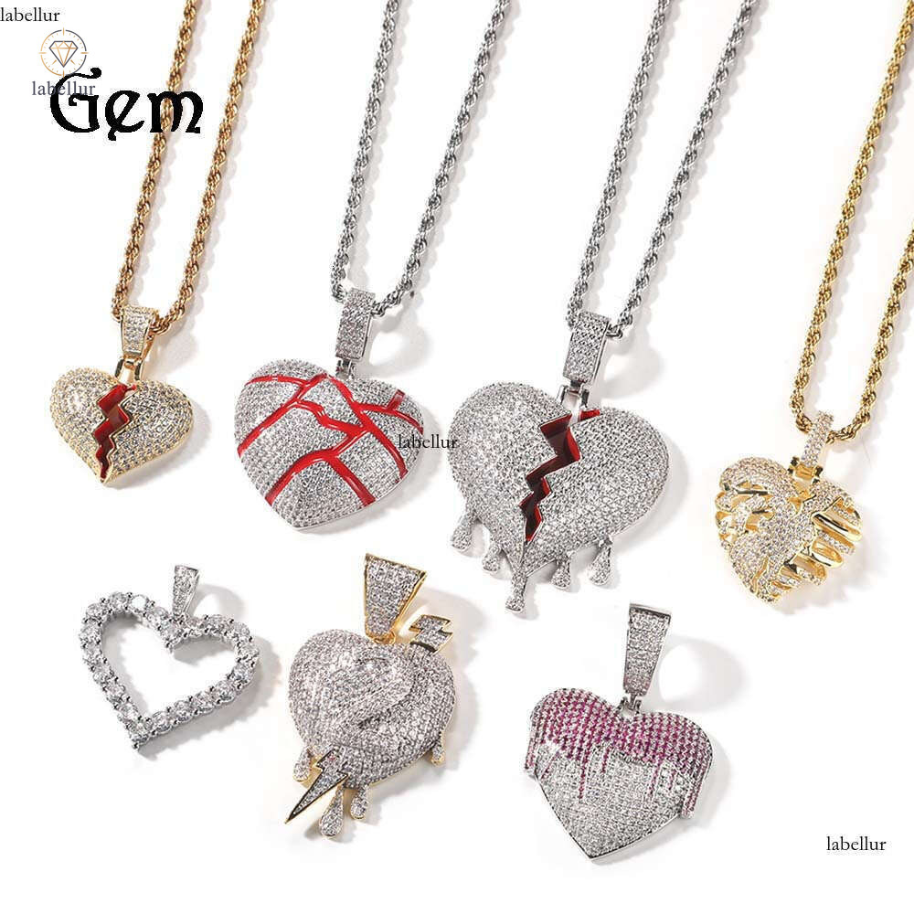Unique Creative Heart Pendant Hip Hop Necklace Summer Women Silver Inlaid Moissanite Ins Style Jewelry High-End Niche 9