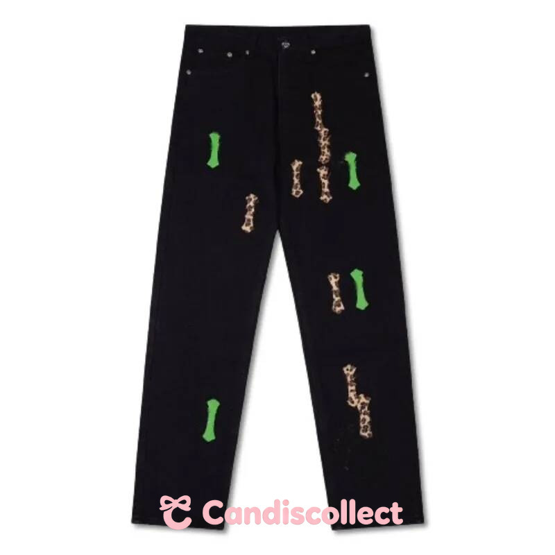 purple jeans Designer Casual Cross Leather Label Washed Jeans Couple Street Loose Spring Autumn Straight Trousers For Women eb9