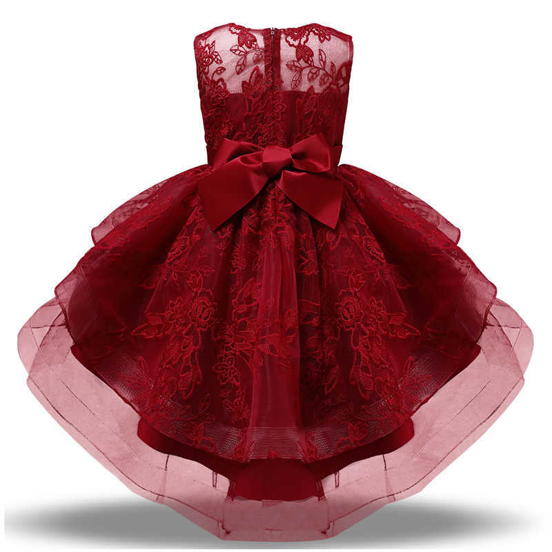 Girls Elegant Princess Dress Wedding and Birthday Party Bridesmaid Tulle Lace Embroidery Formal Dresses Kids Children Ball Gown S261016ELL8