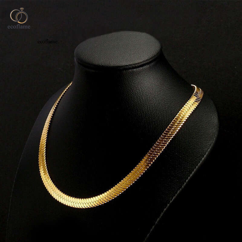Cross-border jewelry blade flat snake gold-plated, vintage style, glossy surface, fashionable chain, simple wholesale necklace