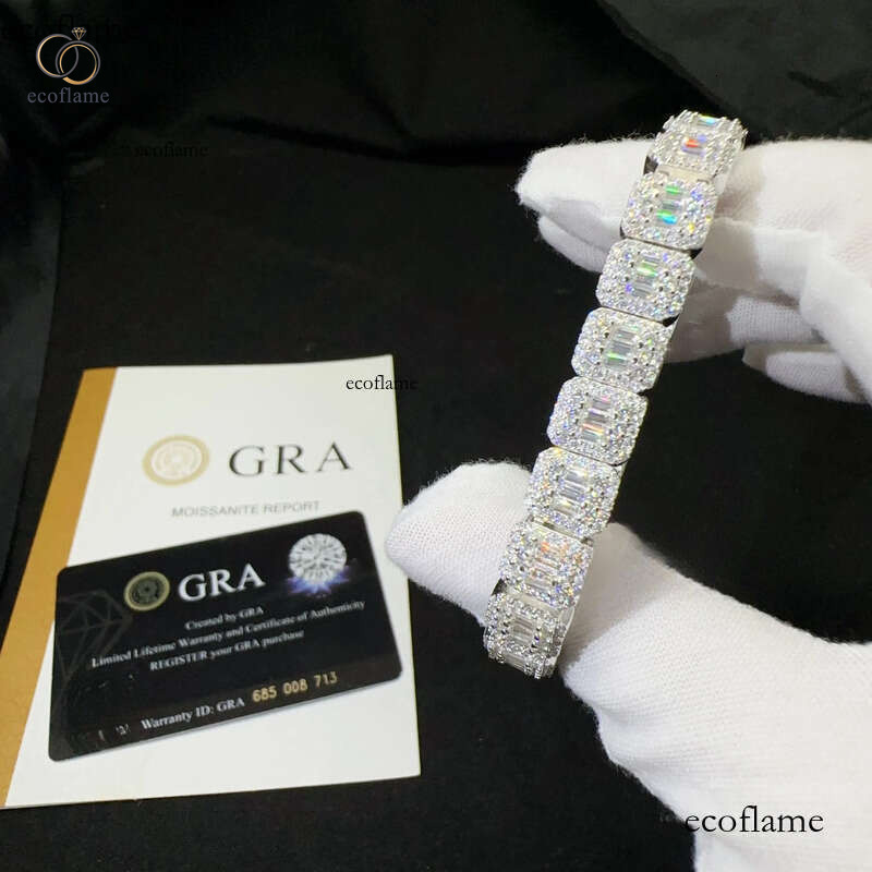 Sterling Sier Iced Out Dia Ready to Ship Vvs Moissanite Hip Hop Jewelry Tennis Bracelet