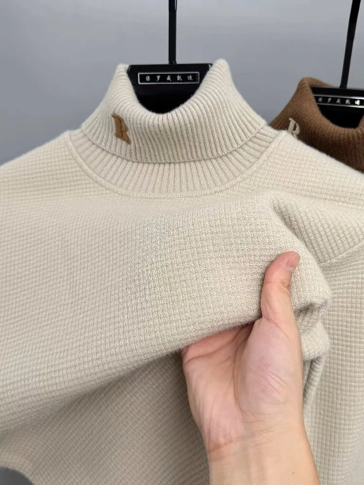 y embroidered high neck sweater men's autumn and winter trend personalized Korean version casual knitted pullover 261009