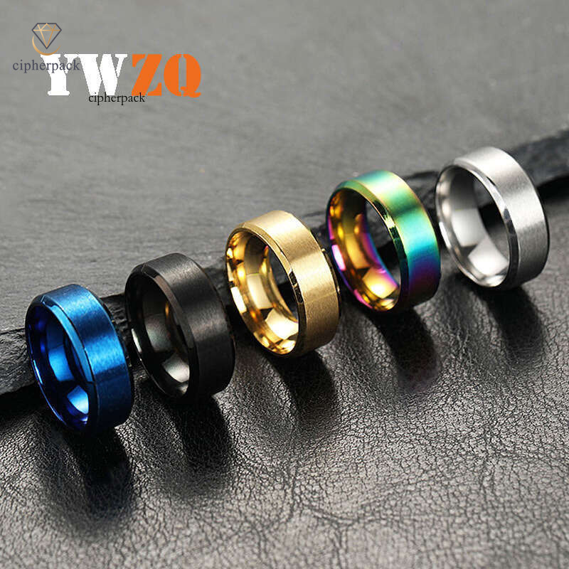 Jewelry Sterling Silver 14K 18K Gold Ring for Men 8MM Fashion Simple Matte Wide Titanium Steel Jewelry Manufacturer Wholesale