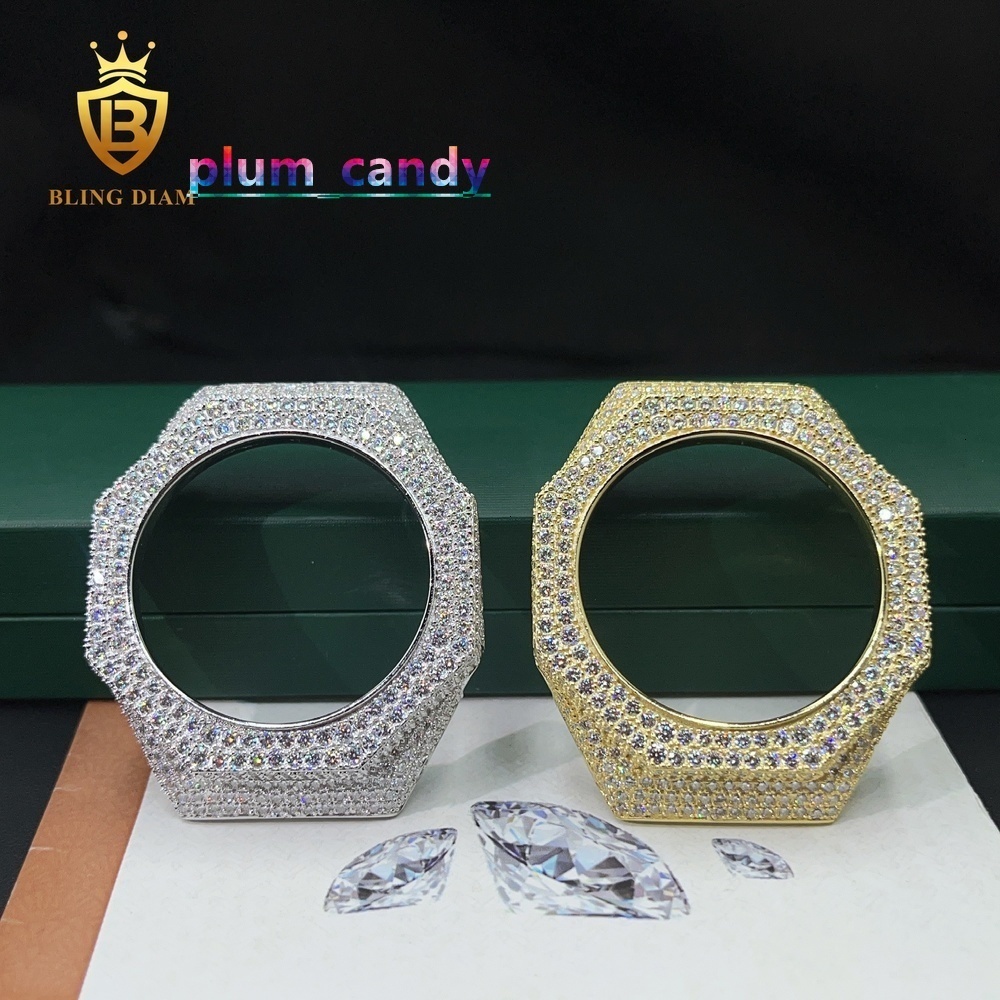 Custom Iced Out GA2100 Moissanite Bezel 18k Gold Plated Luxury Moissanite Watch case Pass diamond Tester Fine Jewelry in Stock