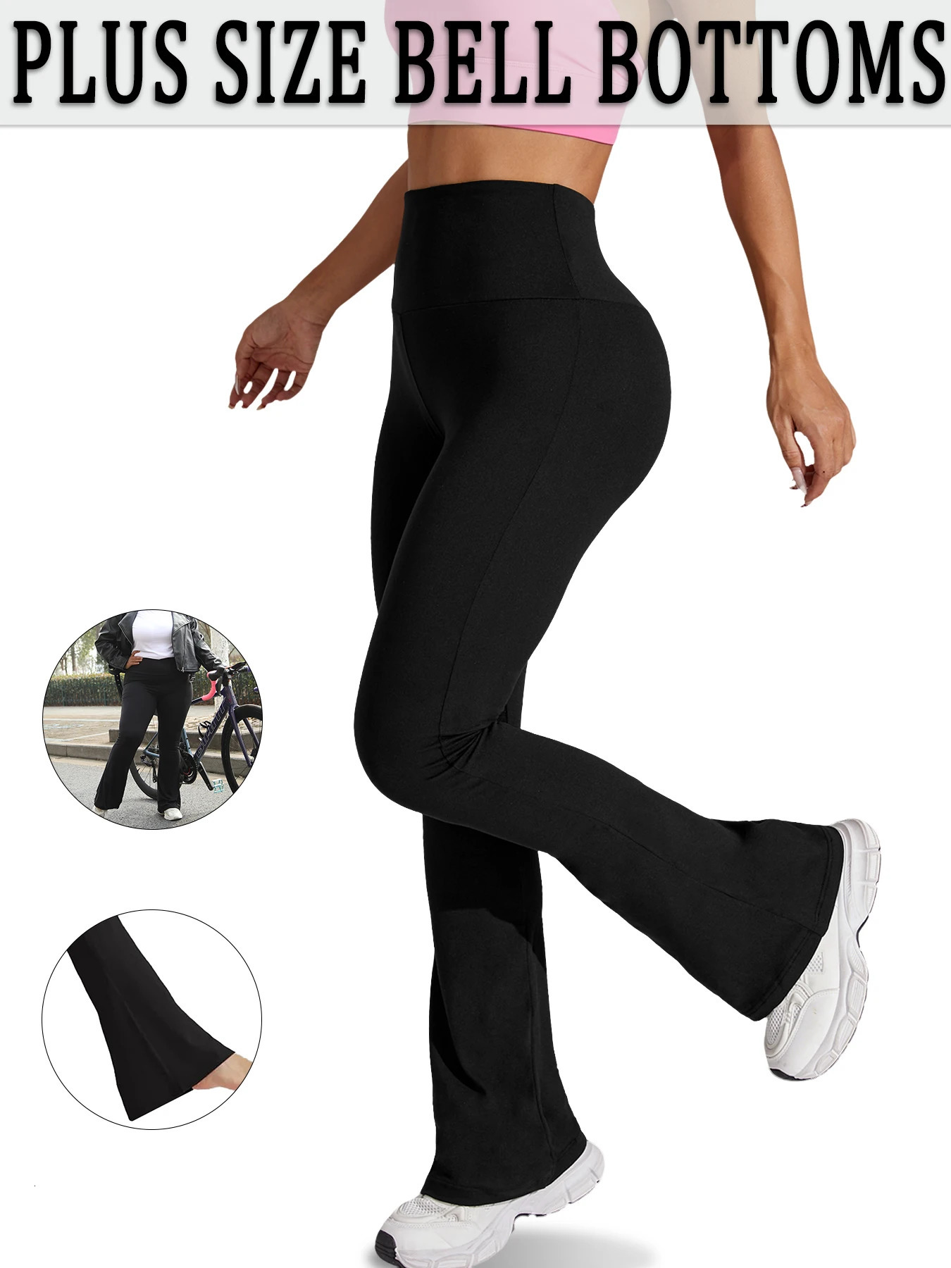 Plus Size Women's Super Soft High Waisted Flare Pants Leggings Tummy Control Soft Bootleg Bell Bottoms Running 261013