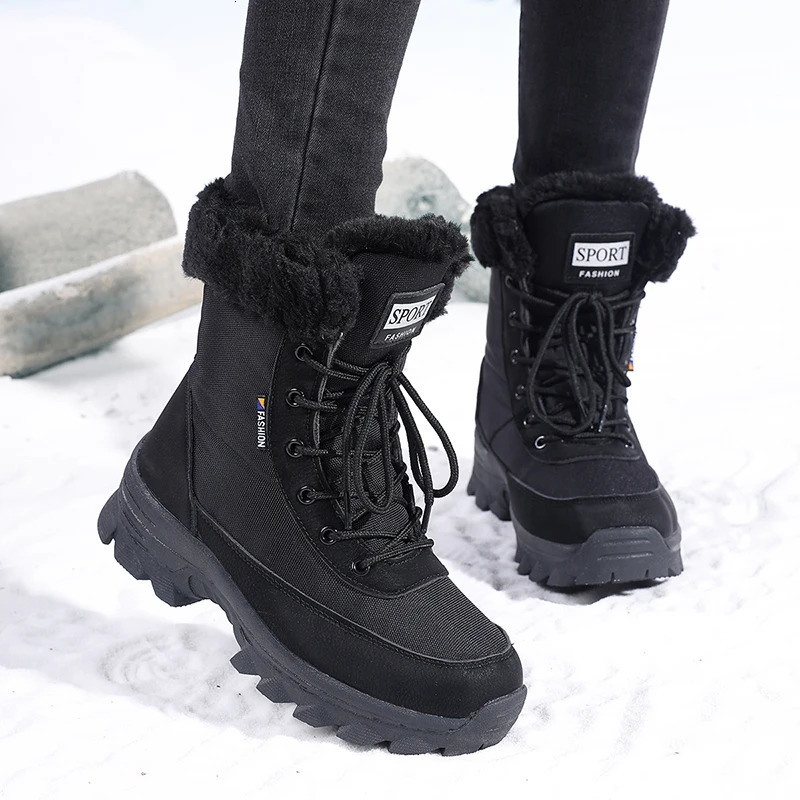 Women's Snow Boots Winter Fleece-Lined and Thickened for Warmth Outdoor High-Top Boots Boots 261016