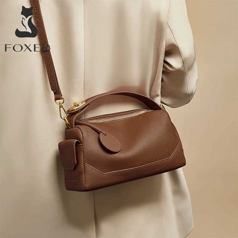 Shoulder Bags FOXER 2026 New Women's Shoulder Bag Genuine Leather Handbag Large Capacity Female Crossbody Purse Versatile Pillow Bag H261016