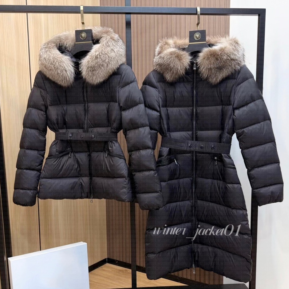 Designer Womans coat women jacket winter boed short down jackets fur coats real raccoon hair collar Puffer jacket women parka with belt lady cotton