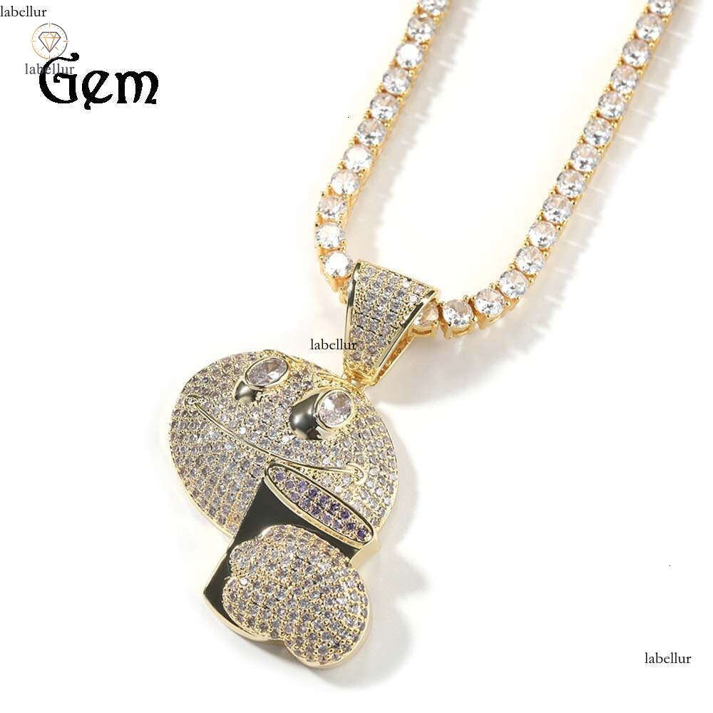 Trendy new personalized fun creative smiley face pendant Silver inlaid with Moissanite full diamond three-dimensional wine glass necklace available
