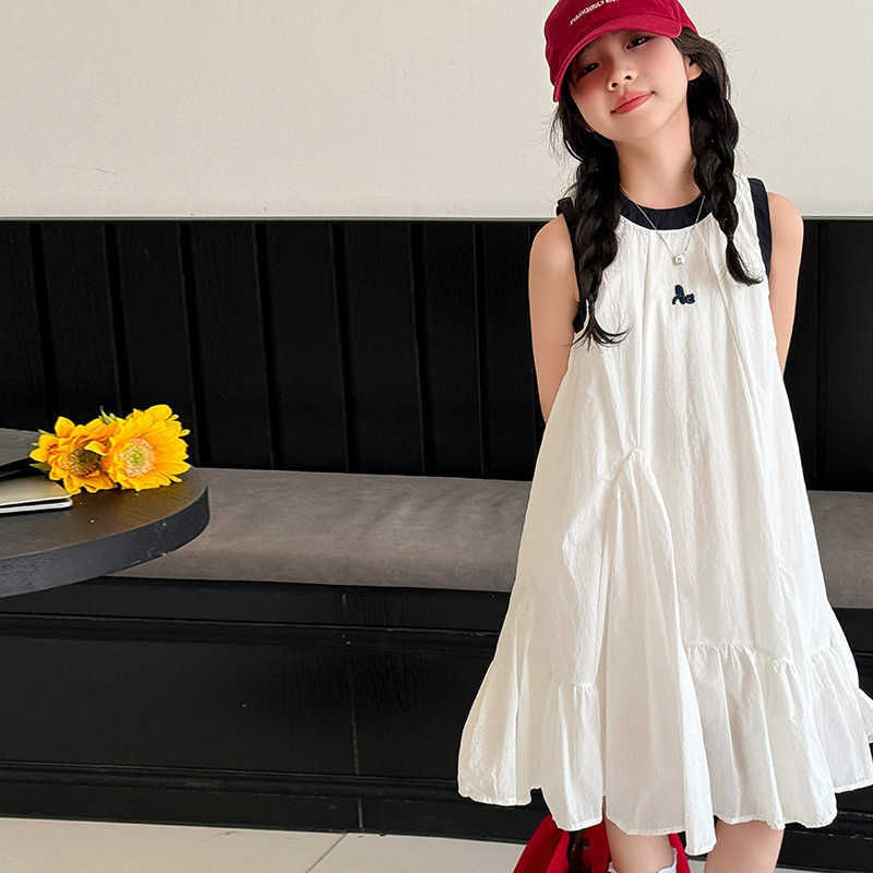 Summer New Girls Princess Dress Kids Sleeveless Dress with Ruffles Design Dresses for Teen Child Casual Vacation Beach Dress S261016BO7H