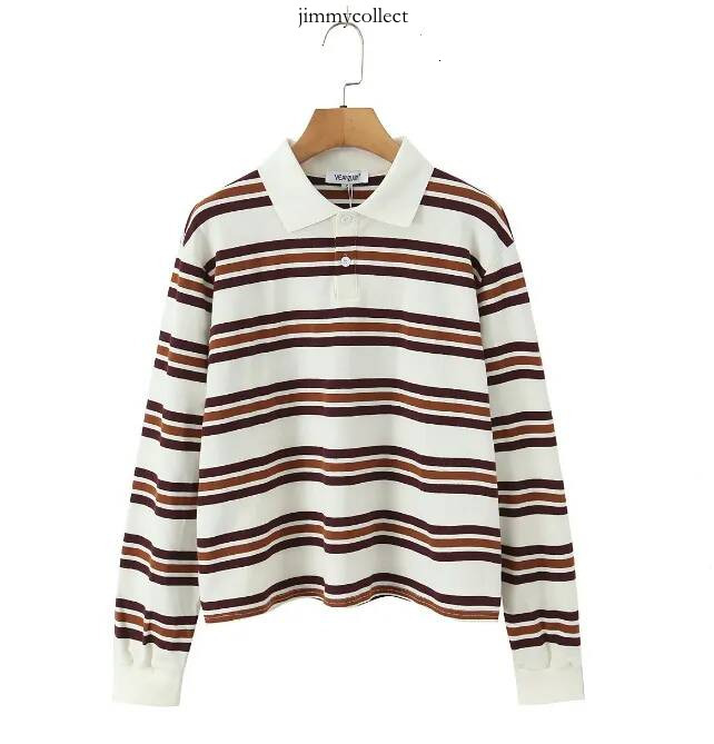 MM Jackets Fashion Stripe Womens T shirt Casual Long Sleeve Female All Match Polo Shirt Spring Ladies Loose Tops High Street 8c3