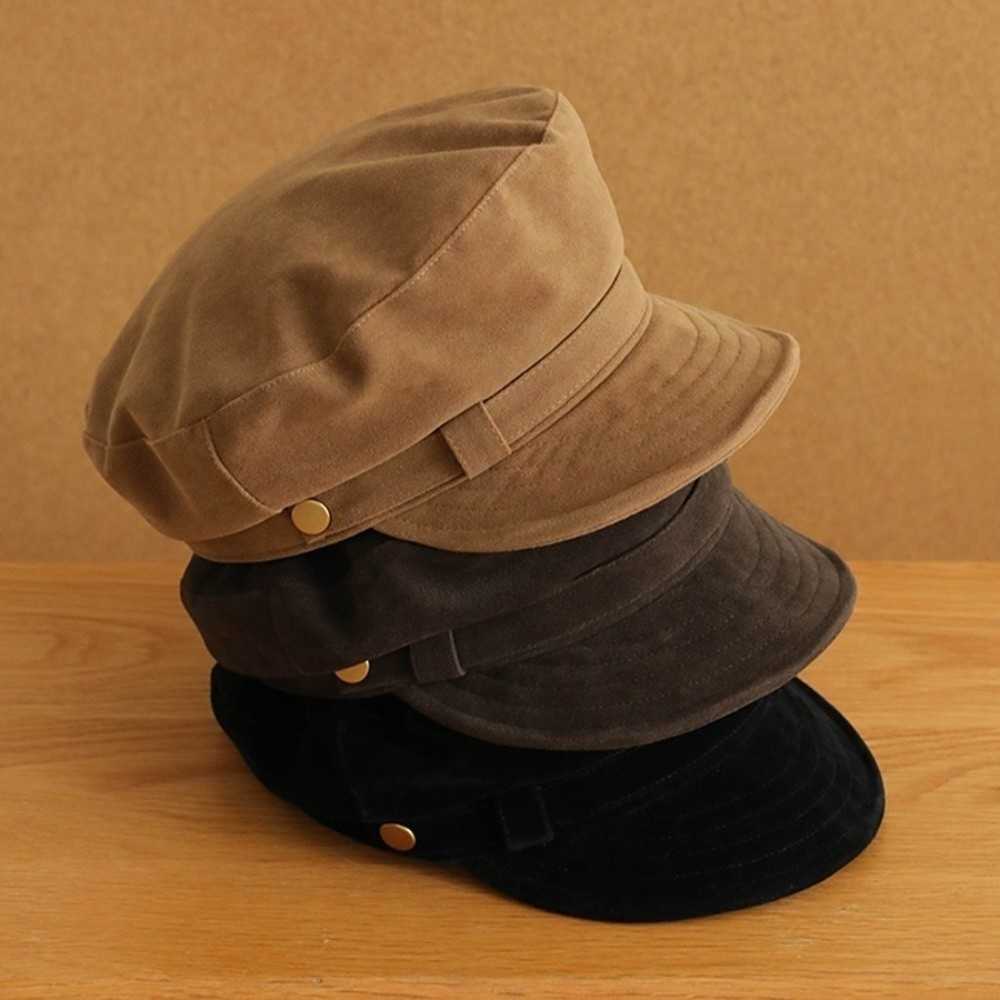 Short Vintage Brim Suede Berets Warm Windproof Artist Hat Korean Style Flat Top Newsboy Hat Women S261016IZNT