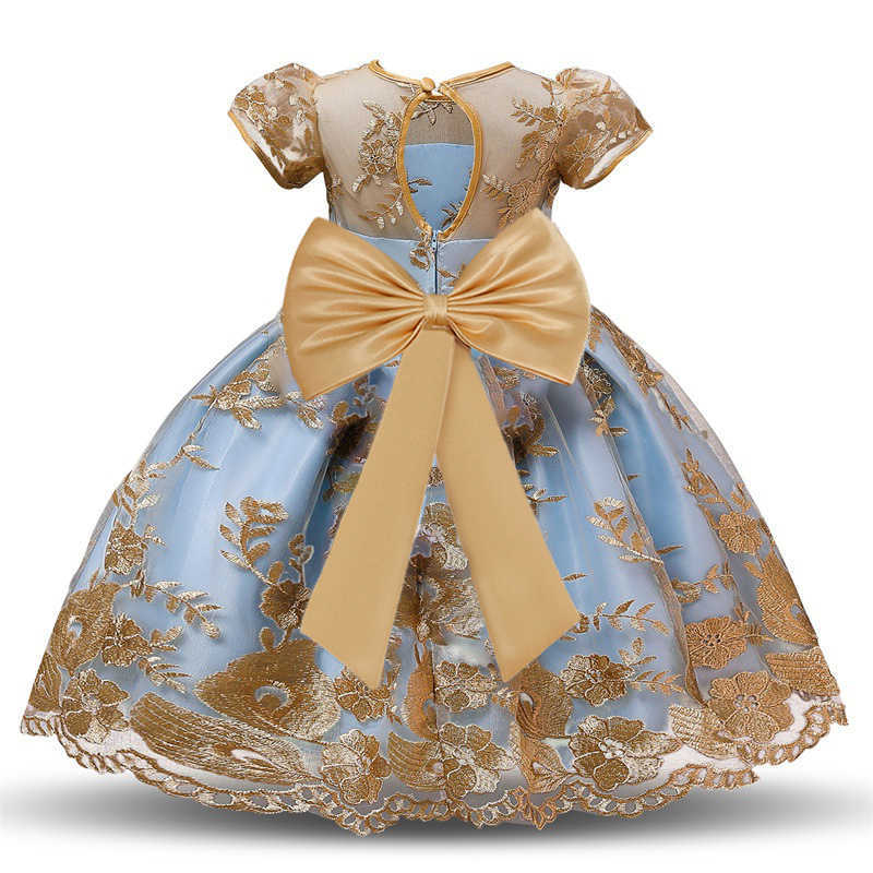 Flower Elegant Embroidery Party Girl Dresses Summer Birthday Wedding Princess Evening Dress Girls Bow Bridesmaids Prom Costumes S261016AEWR