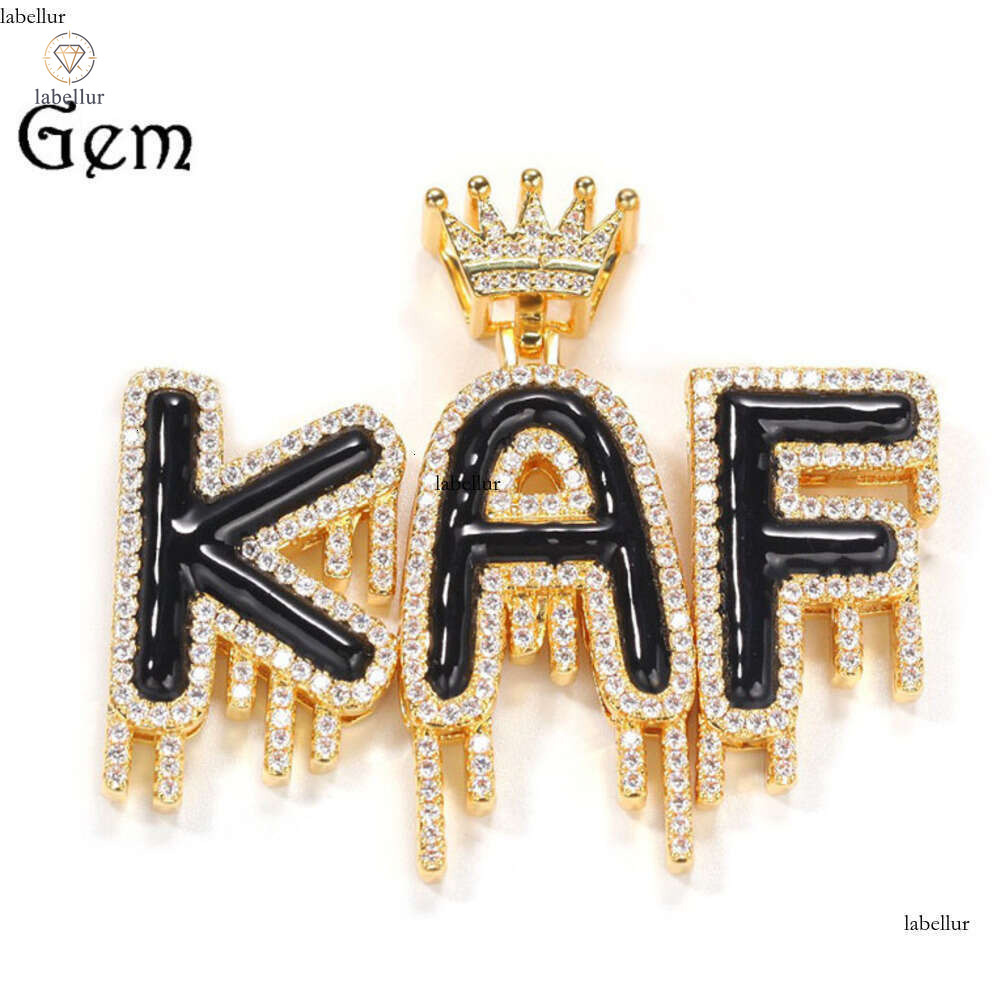 Moissanite Jewelry DIY Personalized Splicing Custom Necklace Hip Hop Creative Oil Drip Crown Jewelry Letter Pendant Accessories 1