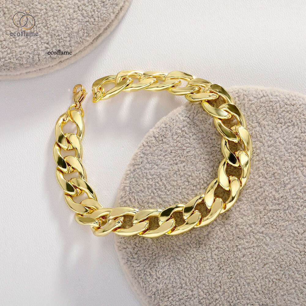 Jewelry Hot-Selling Cuban Chain New Style Personality Hip Hop Fashion Versatile 925 Sterling Silver 14K Gold Unisex Bracelet Wholesale