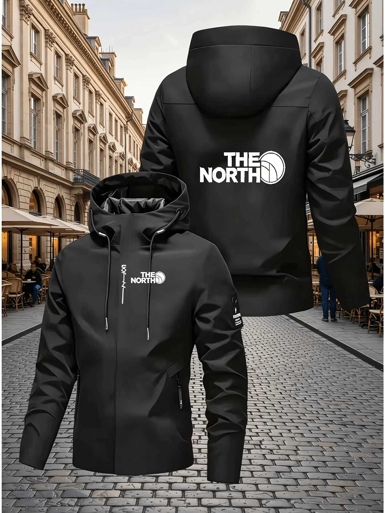 Outdoor Jackets Hoodies Men's Hooded with Full Zipper Opening and Windproof High-quality tter Pattern Printing Design Front Full ZipperT261016