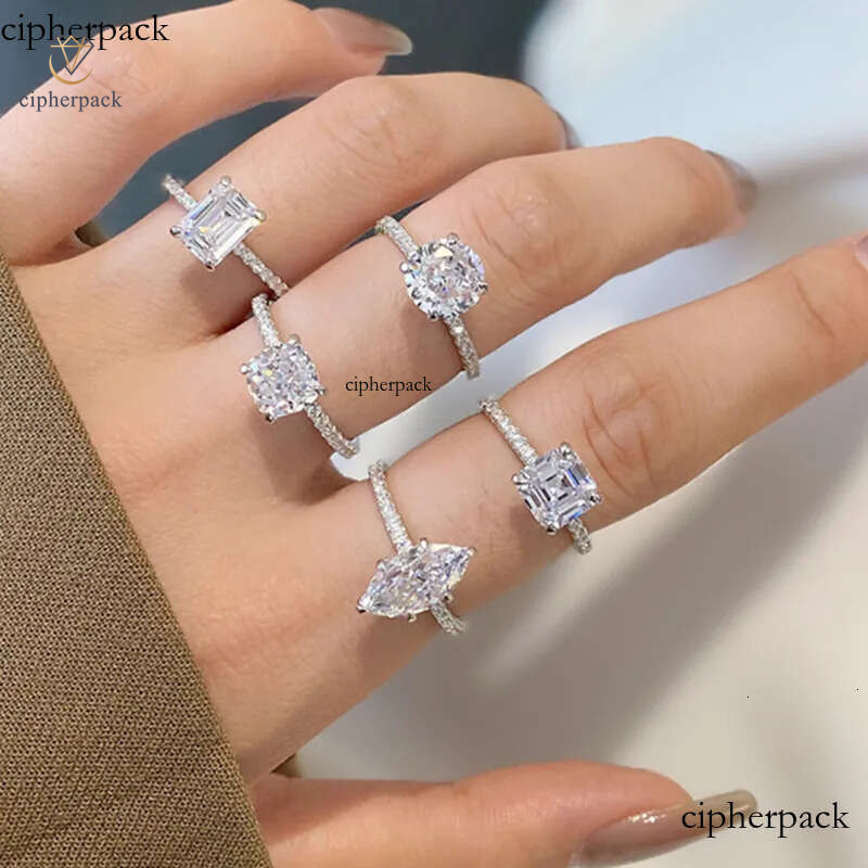Fashionable wed designer ring for woman sterling sier dia round oval 5A zirconia love eternity promise wedding engagement rings gift box