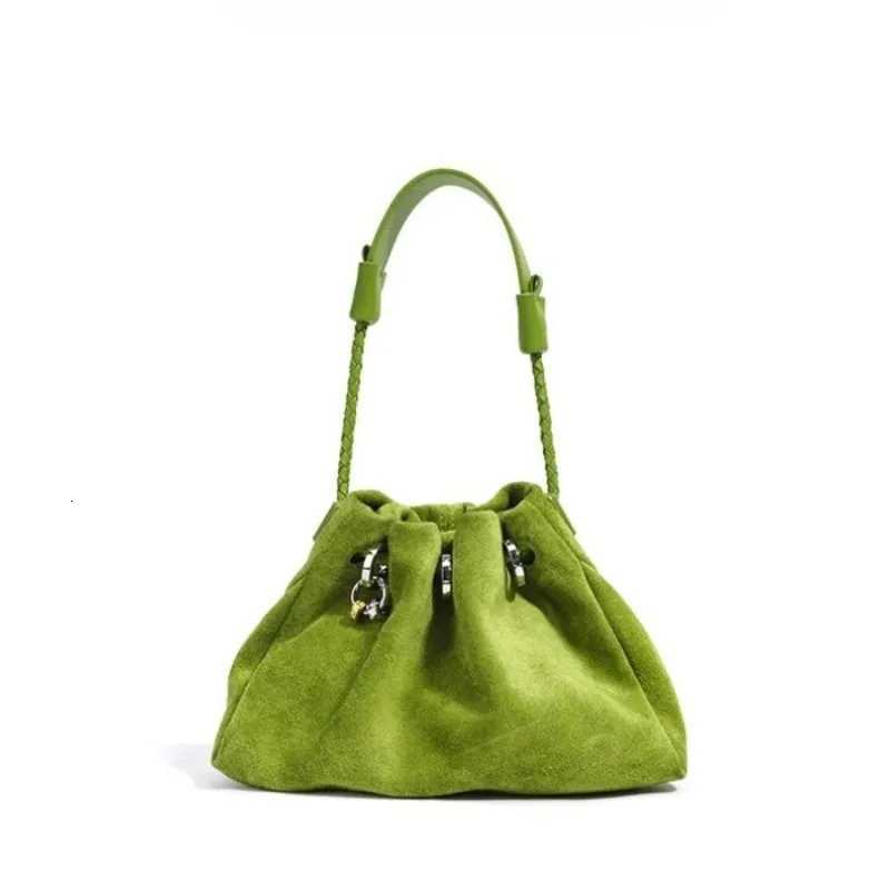 Cross Body Designer Shoulder Bag Women New Soft Suede Leather Drawstring Crossbody Bag High Quality Trend Ruched Handheld Bucket Bag H261016