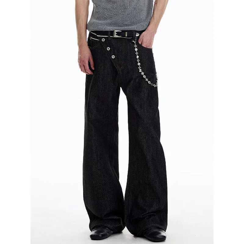 Men's Jeans KEQI Men's Black Gothic Emo Cargo Jeans Oversize Grunge Cowboy Pants Vintage Harajuku Baggy Y2k Boyfriend Denim Trousers Cloth