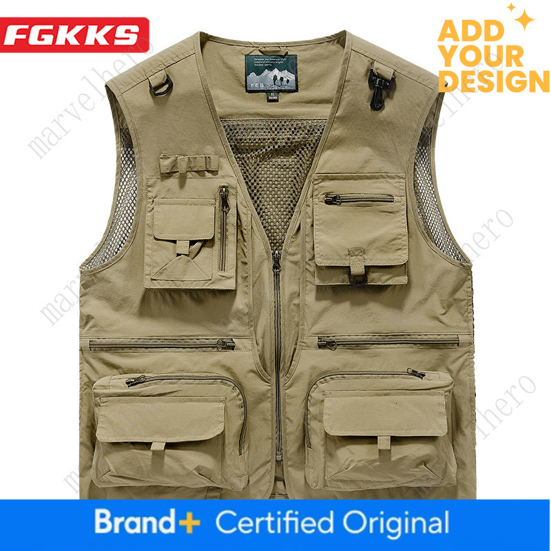 FGKKS Men Multi Pockets Men S New Breathable Outdoor Fishing Vest Quality Design Leisure High Tech Male Jacket