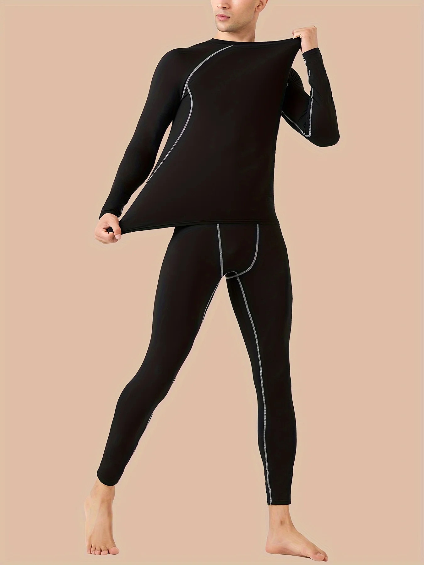 Men's training suit compression long sleeve Tshirt and leggings gym jogging daily quick dry comfortable fit 261012