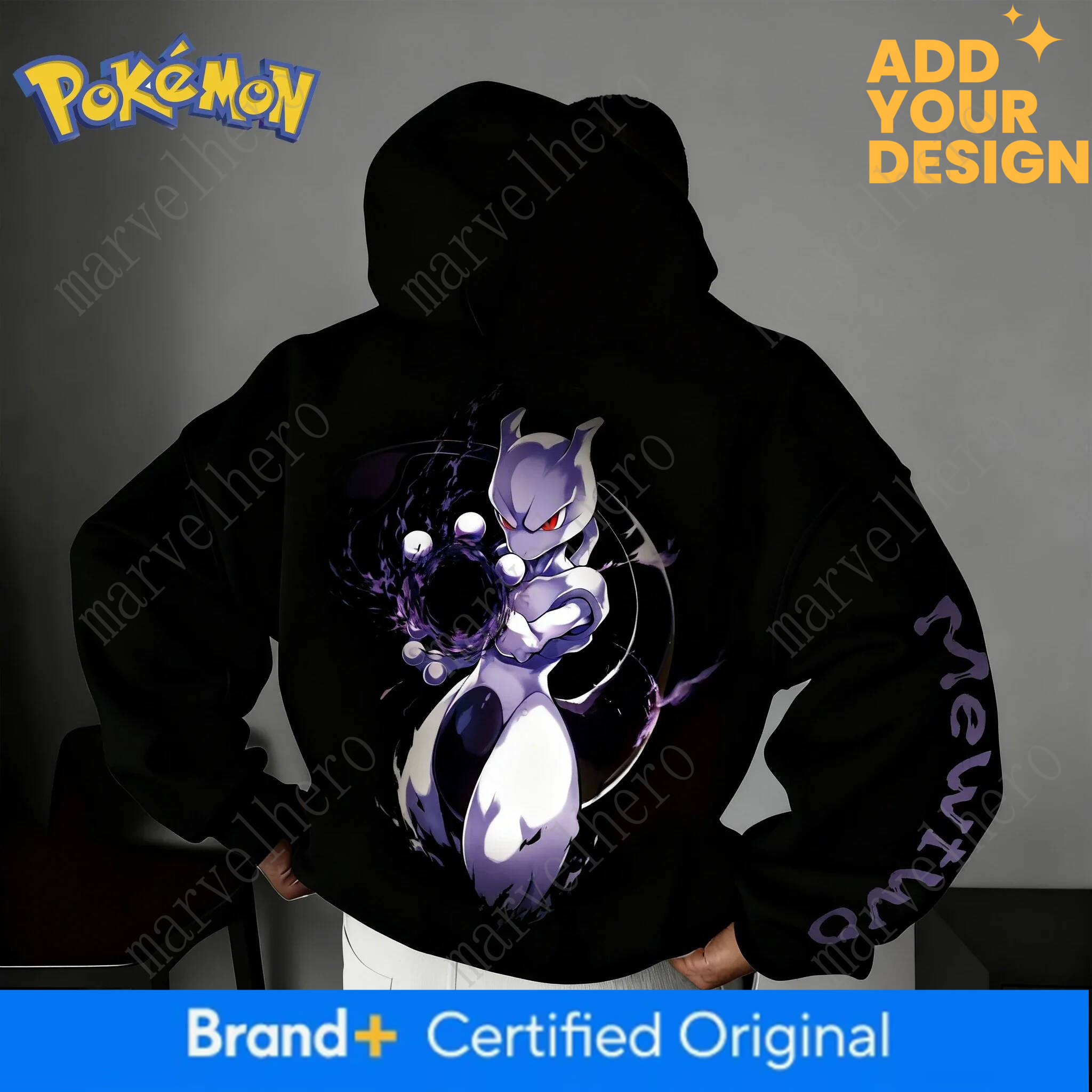 PokeMon Anime Mewtwo Co Branded Hoodie Spring Autumn New Street Hip Hop Men S And Women S Daily Casual Parent Child Top