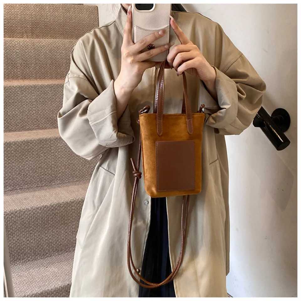 Totes Vintage Leopard Print Small Square Bag Suede-covered Phone Bag Fashion Versatile Shoulder Crossbody Bag Women Small Handbag X261016