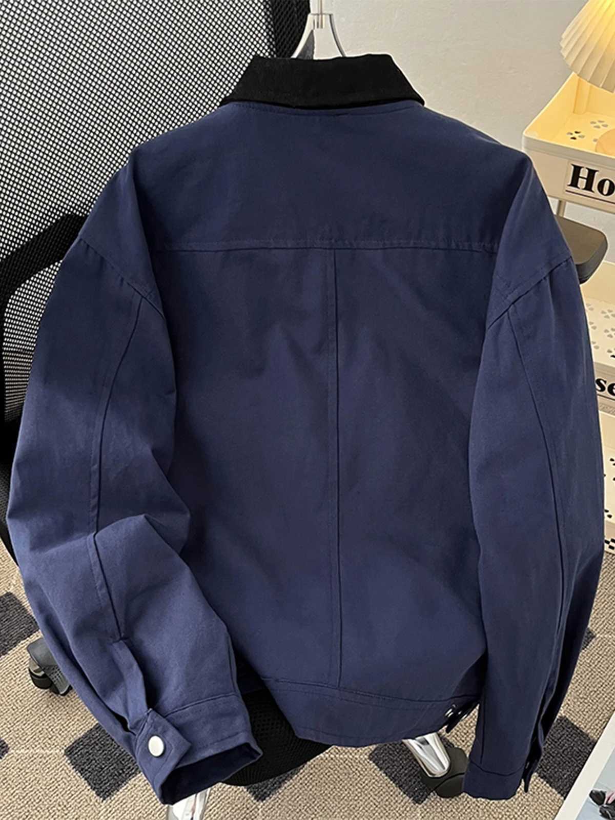 Contrasting Men's Jackets Men Retro Color Solid Pockets Casaul Jacket Unisex Men Baseball Bomber Coat Varsity Outerwear High Streetwear N261016