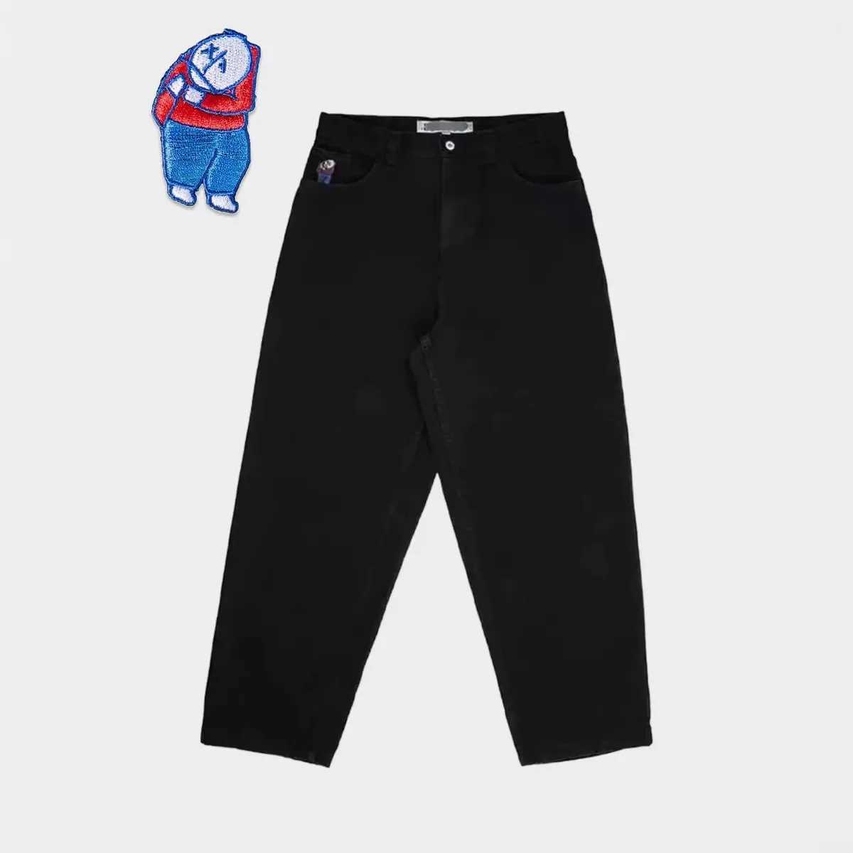 Men's Jeans Hip Hop Retro Blue Cartoon Embroidery Jeans for men Gothic Baggy Streetwear Polar Big Boy Jeans Mens Fashion Wide Leg TrouserT26101