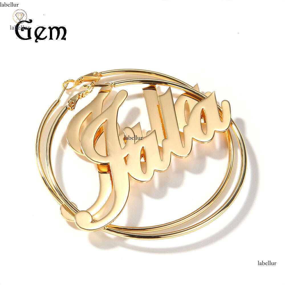 Moissanite Jewelry Letter Circle Ins Cold Style Personality Hoop Exaggerated Women's Hip Hop Accessories Earrings f