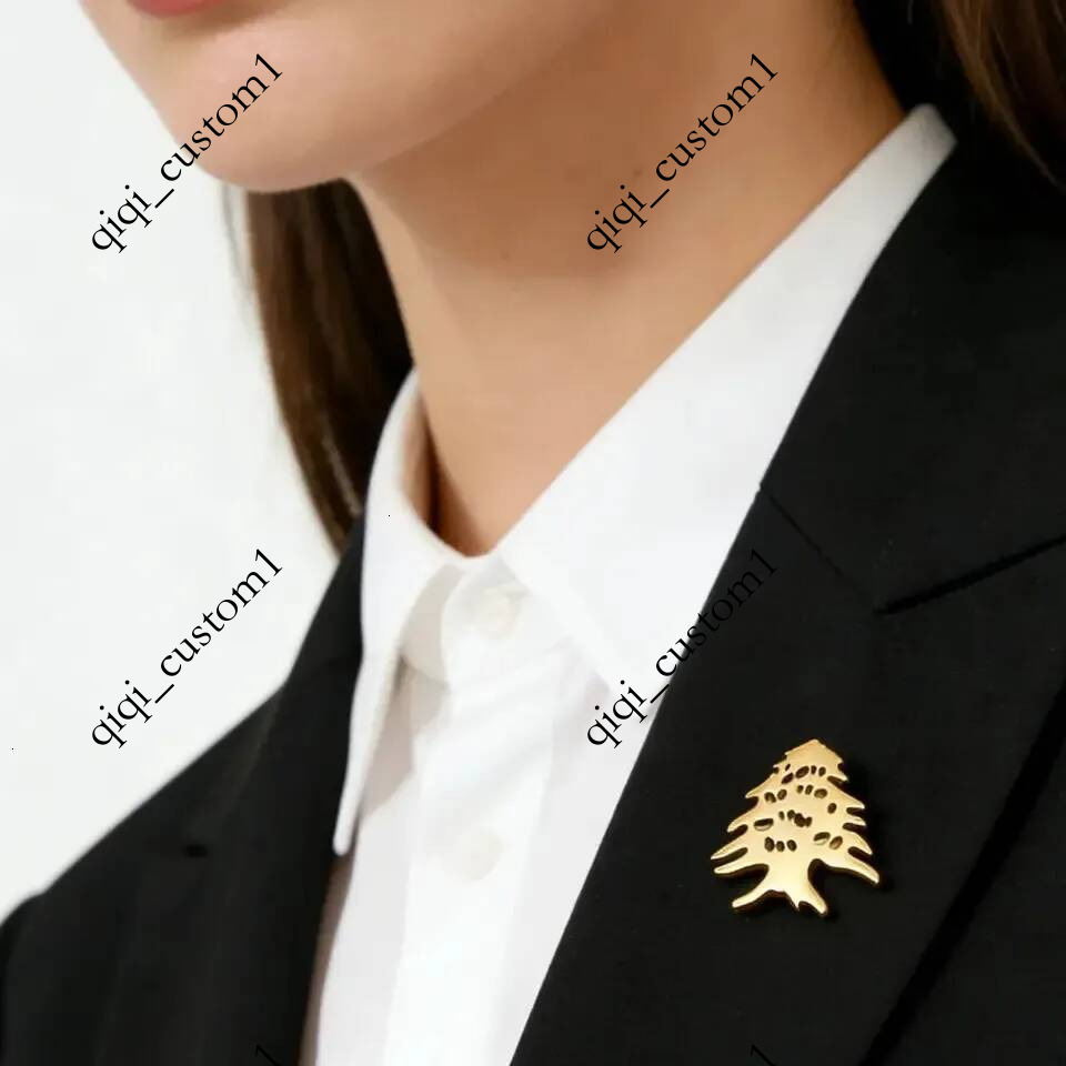 Teamer Lebanon Cedar Brooch Stainless Steel Gold Color Lapel Pin For Woman Man Minimalist Hollow Amulet Accessory Jewelry 2026 260806