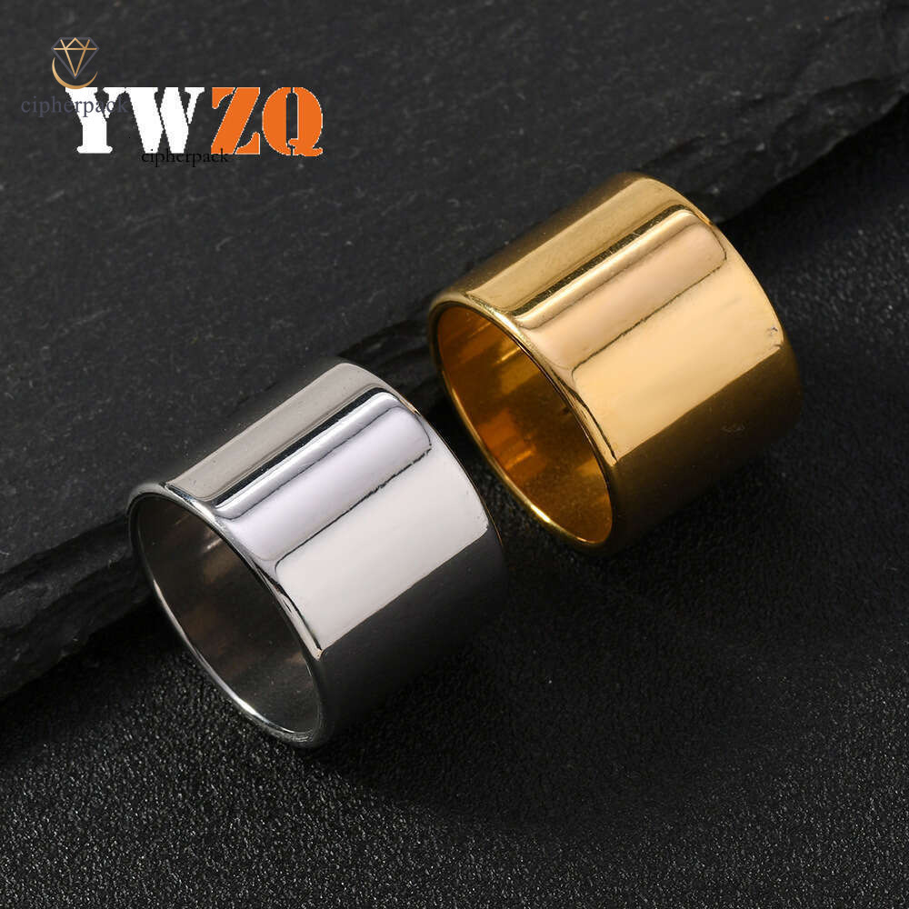 fashion titanium 17mm wide smooth plain men's ring 925 Sterling Silver 18K Gold jewelry manufacturer