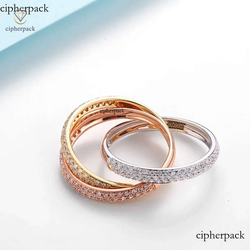 Rulalei Brand Gorgeous Three Color Wedding Rings Jewelry Sterling Sier Rose Gold White Pave Micro 5A Zircon CZ Dia Party Women Cross Band Ring Gift