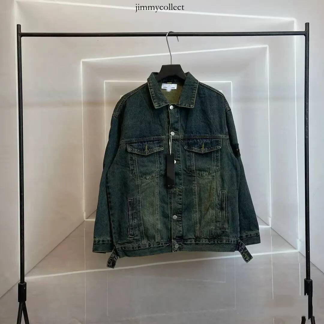 stone American retro stone fashionable denim men's and women's new high version trendy brand washed loose casual jacket stone af2
