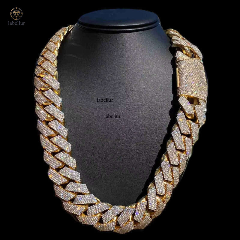 Custom 10k 14k Real Solid Gold Miami Cuban Link 20KT LG Dia Chain for Rappers Man VVS Moissanite Necklace Women 9