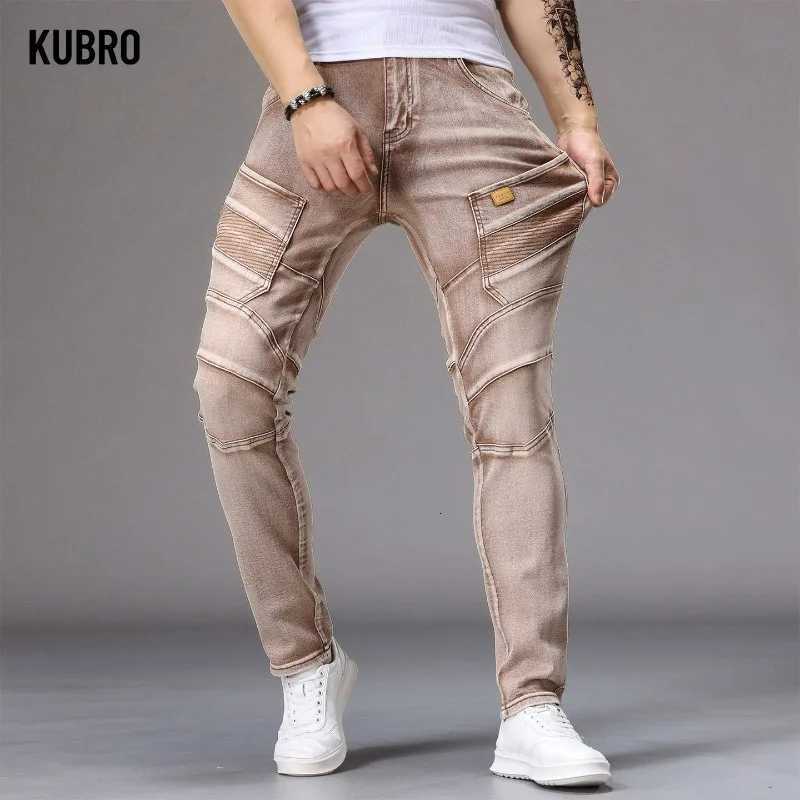Men's Jeans Men's Casual Jeans Vintage Straight Leg Elastic Slim Fit Autumn Winter Sweatpants Trousers Skinny Y2k Jeans Men's Cargo P