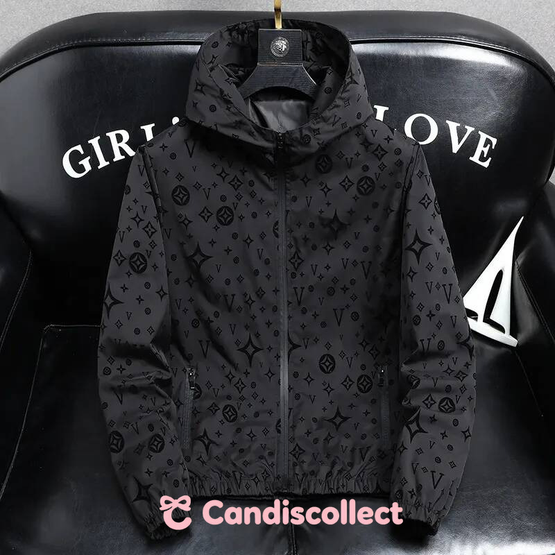 louisd Men Outerwear Coats Designer All Over Monogram Pattern Hooded Jacket Spring And Autumn Trendy Handsome Casual Windbreaker For Daily Wear 5a7