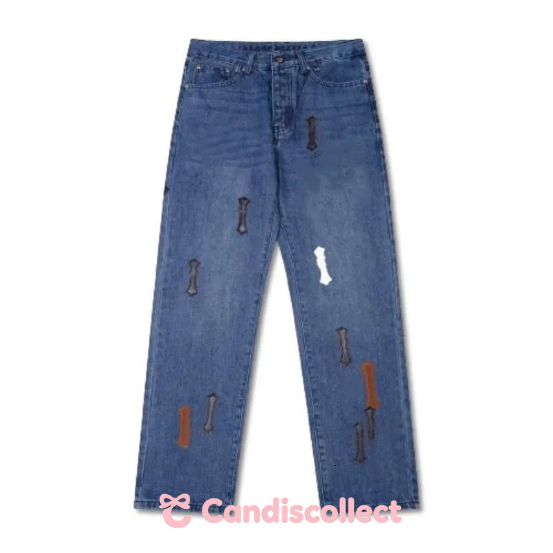 purple jeans Designer Casual Cross Leather Label Washed Jeans Couple Street Loose Spring Autumn Straight Trousers For Women 6ae