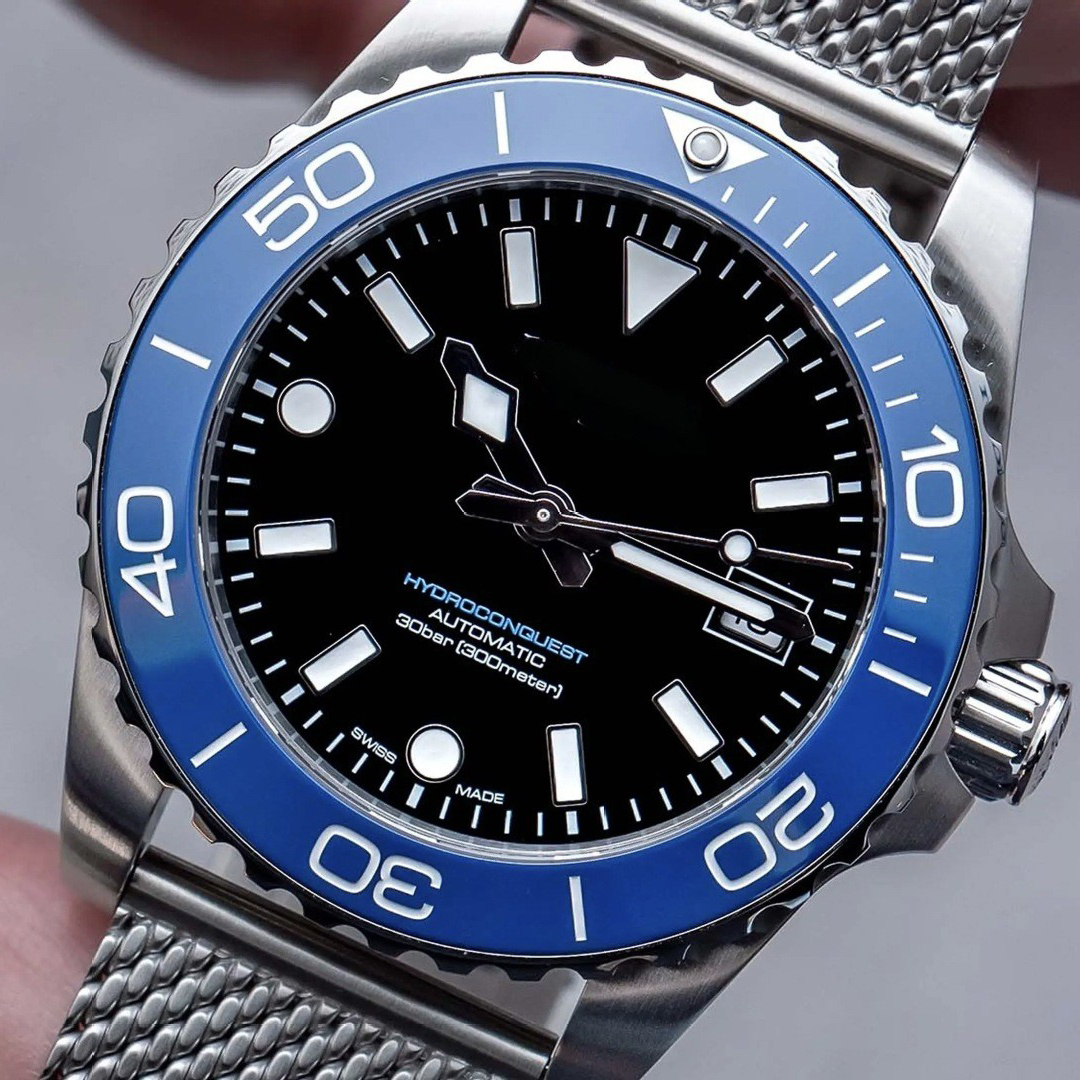 Watches men designer Conquest HYDROCONQUEST mens watches high quality Mechanical Movement Stainless Steel Band Ceramic Bezel and Luminous Watch for
