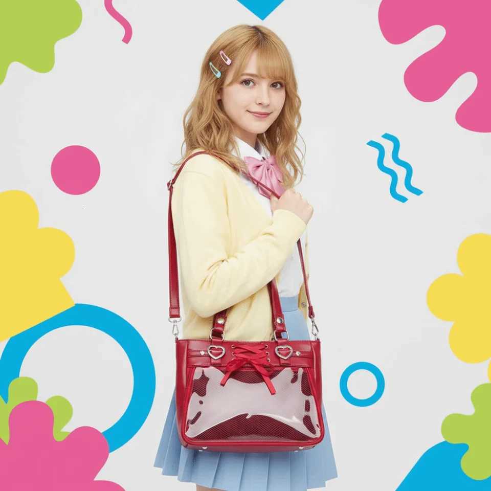 Shoulder Bags Satin Lace Up Leather Clear Ita Bag Compact Size Silver Hardware Ribbon Crossbody Purse Detachable Strap Scratch Resistant PVC X261016