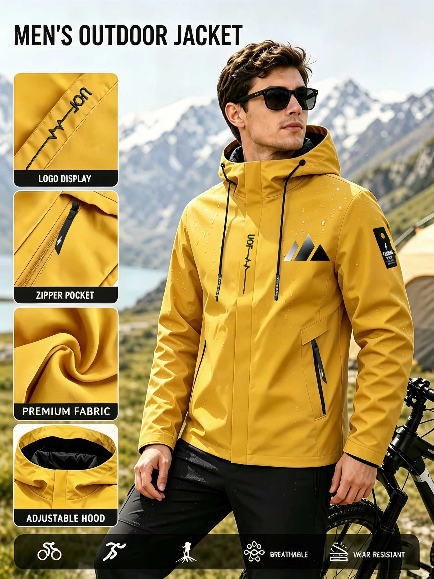 Outdoor Jackets Hoodies Men's Hooded ential for Rainy Days Loose and Comfortab Suitab for Men's Outdoor Travel Winter ClothingT261016
